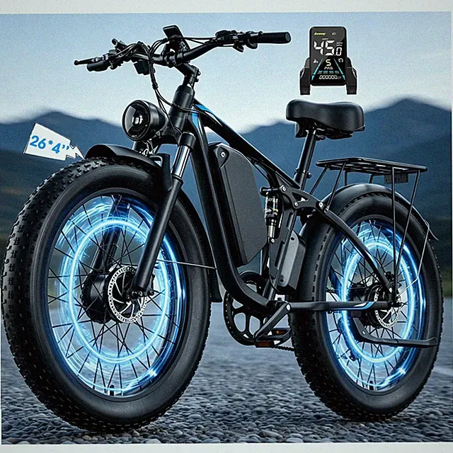 Dual Motor Peak 9000W Electric Bike, 45MPH 100 Miles, 52V 36AH Long Range Ebike